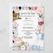 Bloemen Alice in Wonderland Verjaardags Tea Party Kaart (Voorkant)