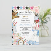 Bloemen Alice in Wonderland Vrijgezellenfeest Tea Kaart (Staand voorkant)