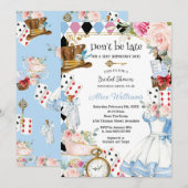 Bloemen Alice in Wonderland Vrijgezellenfeest Tea Kaart (Voorkant / Achterkant)