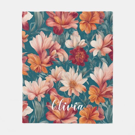 Bloemen All-Over Naam Fleece Deken (Voorkant)