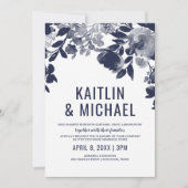 Bloemen Alles in een bruiloft uitnodiging (Navy Bl (Voorkant)