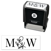 Bloemen Ampersand #1 Paar Bruiloft 2 Initiaal Mono Zelfinktende Stempel (In situ)