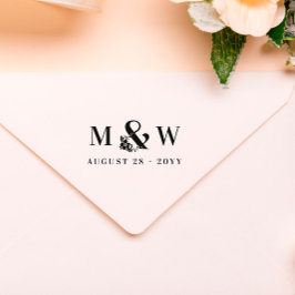 Bloemen Ampersand Initialen & trouwdatum Rubberstempel