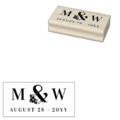 Bloemen Ampersand Initialen & trouwdatum Rubberstempel (Gestempeld)