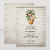 Bloemen Ananas baksteen bruiloft repetitie diner Kaart (Voorkant / Achterkant)