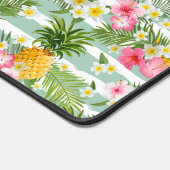 Bloemen & ananas Blauwgroen strepen Bureaumat (Hoek)