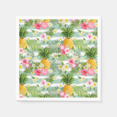Bloemen & ananas Blauwgroen strepen Servet (Voorkant)