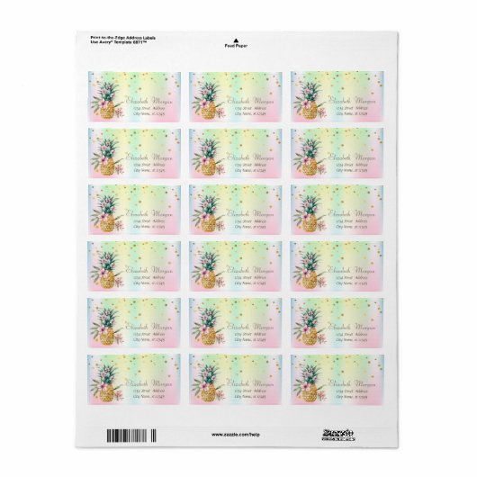 Bloemen Ananas Confetti Holografische iriserende Etiket (Full Sheet)