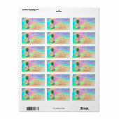 Bloemen Ananas Confetti Kleurrijke Holografisch Etiket (Full Sheet)