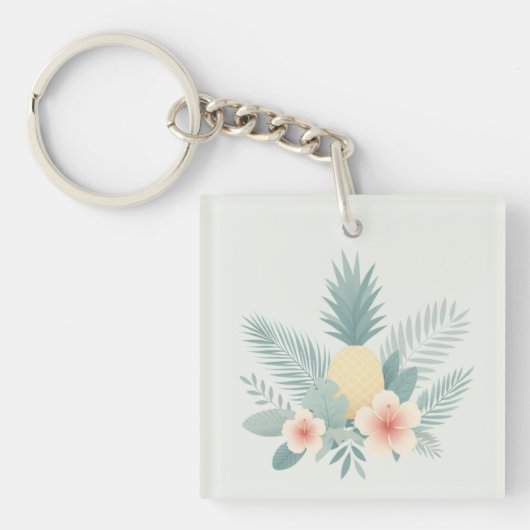 Bloemen Ananas & Hawaiian Sleutelhanger (voorkant)