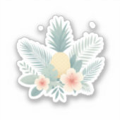 Bloemen Ananas & Hawaiian Sticker (Voorkant)