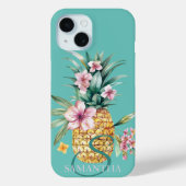 Bloemen ananas munt groen Case-Mate iPhone case (Achterkant)