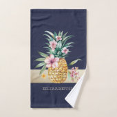 Bloemen ananas, streep bad handdoek (Handdoek)