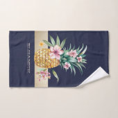 Bloemen ananas, streep bad handdoek (Handdoek)