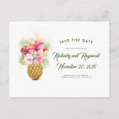 Bloemen Ananas Vaas Tropisch strand Save the Date Aankondigingskaart (Voorkant)