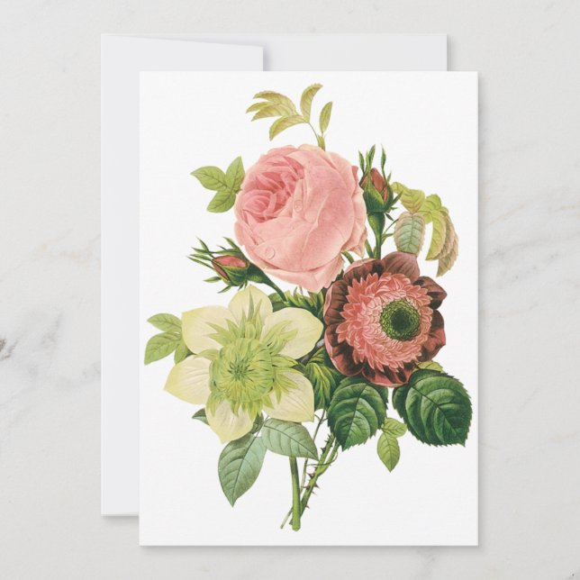  bloemen, Anemone Rozen Clematis door Redoute (Voorkant)