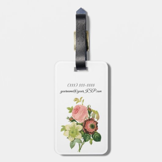  bloemen, Anemone Rozen Clematis door Redoute Bagagelabel (Achterkant verticaal)