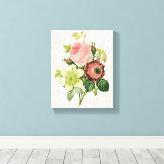 bloemen, Anemone Rozen Clematis door Redoute Canvas Afdruk (Insitu (Houten vloer))