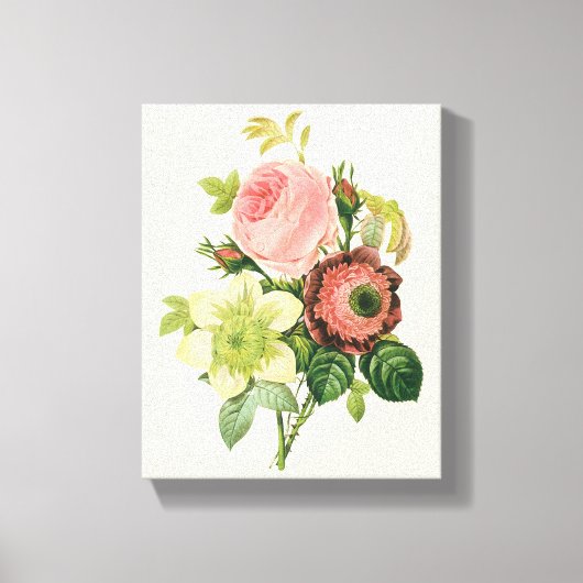 bloemen, Anemone Rozen Clematis door Redoute Canvas Afdruk (Voorkant)