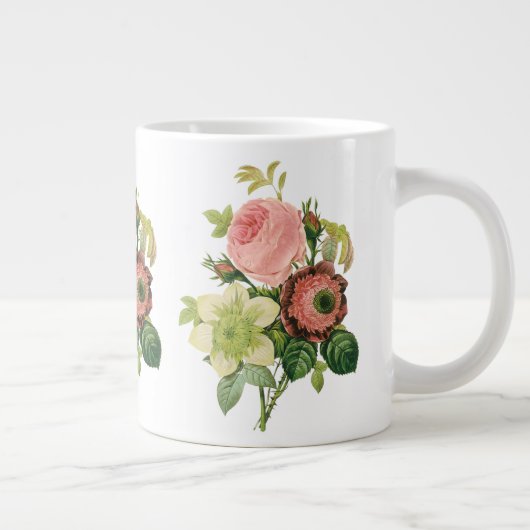  bloemen, Anemone Rozen Clematis door Redoute Grote Koffiekop (Rechts)