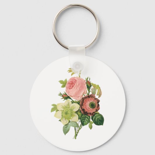  bloemen, Anemone Rozen Clematis door Redoute Sleutelhanger (Voorkant)