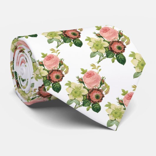  bloemen, Anemone Rozen Clematis door Redoute Stropdas (Opgerold)