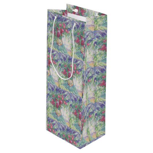 Bloemen — Anemonen en Lupinen Wijn Cadeautas (Voorkant Gekanteld)