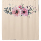 Bloemen anemoon bloem boeket crème roze douchegordijn (Voorkant)