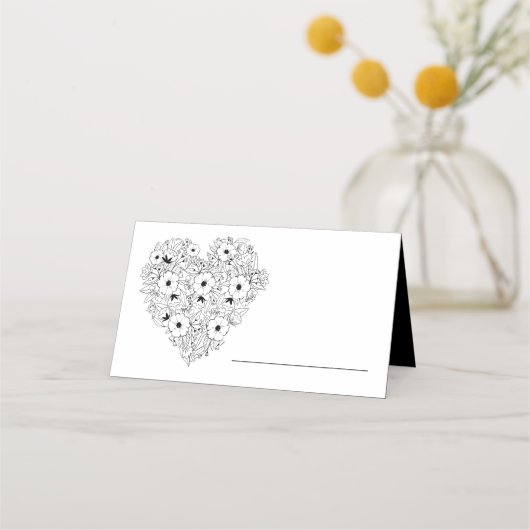  Bloemen Anemoon Zwart Witte Bloem Huwelijk Plaatskaartje (Voorkant)