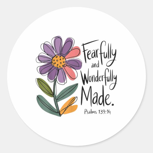 Bloemen angstig en wonderbaarlijk gemaakt Psalmen  Ronde Sticker (Voorkant)