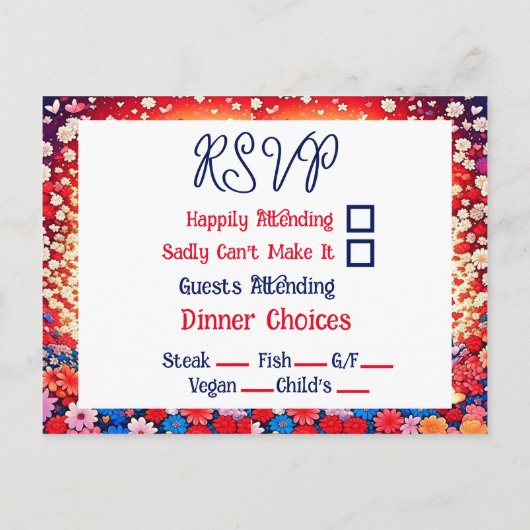 Bloemen Anime Koppel Unieke Bruiloft RSVP Briefkaart (Achterkant)