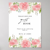 Bloemen Anjer bruiloft Teken ons gastenboek Poster (Voorkant)