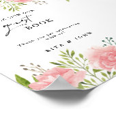 Bloemen Anjer bruiloft Teken ons gastenboek Poster (Hoek)