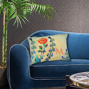 Bloemen Anjer Tulpen Monogrammed Accent Kussen