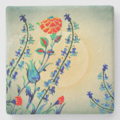  Bloemen Anjer Tulpen Monogrammed Stenen Onderzetter (Voorkant)