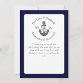 Bloemen Anker met Touw Strand Bruiloft Marine Blau Bedankkaart (Voorkant)