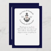 Bloemen Anker met Touw Strand Bruiloft Marine Blau Bedankkaart (Voorkant / Achterkant)