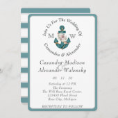 Bloemen Anker Nautische Bruiloft Blauwgroen Aqua B Kaart (Voorkant / Achterkant)