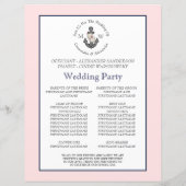 Bloemen Anker Nautische Bruiloft Roze Marine Blauw (Achterkant)