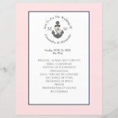 Bloemen Anker Nautische Bruiloft Roze Marine Blauw (Voorkant)