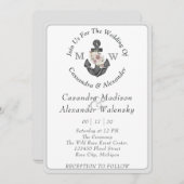 Bloemen Anker Nautische Bruiloft Zilveren Grijze S Kaart (Voorkant / Achterkant)