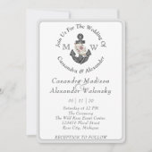 Bloemen Anker Nautische Bruiloft Zilveren Grijze S Kaart (Voorkant)