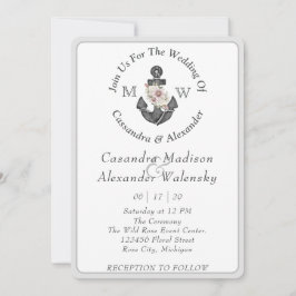 Bloemen Anker Nautische Bruiloft Zilveren Grijze S Kaart