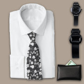  Bloemen Antiek Blauw Personaliseer Initiaal Stropdas