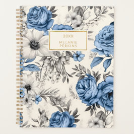  Bloemen Antiek Blauw Wit Cream Wildflower Planner