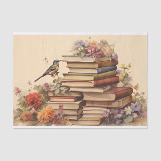 Bloemen antiek boek Decoupage Tissuepapier (Voorkant)