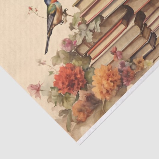Bloemen antiek boek Decoupage Tissuepapier (Detail)