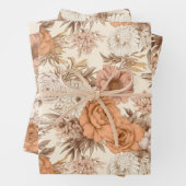 Bloemen Antiek Crème Perzik Boho Wildflower Inpakpapier Vel (In situ)
