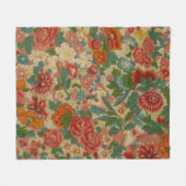 Bloemen Antiek in Rood, Groen & Goud Fleece Deken (Voorkant (Horizontaal))