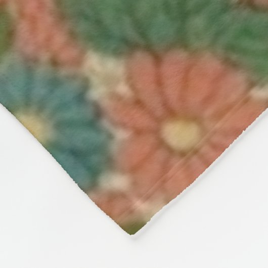  Bloemen Antiek in Rood, Groen & Goud Fleece Deken (Hoek)